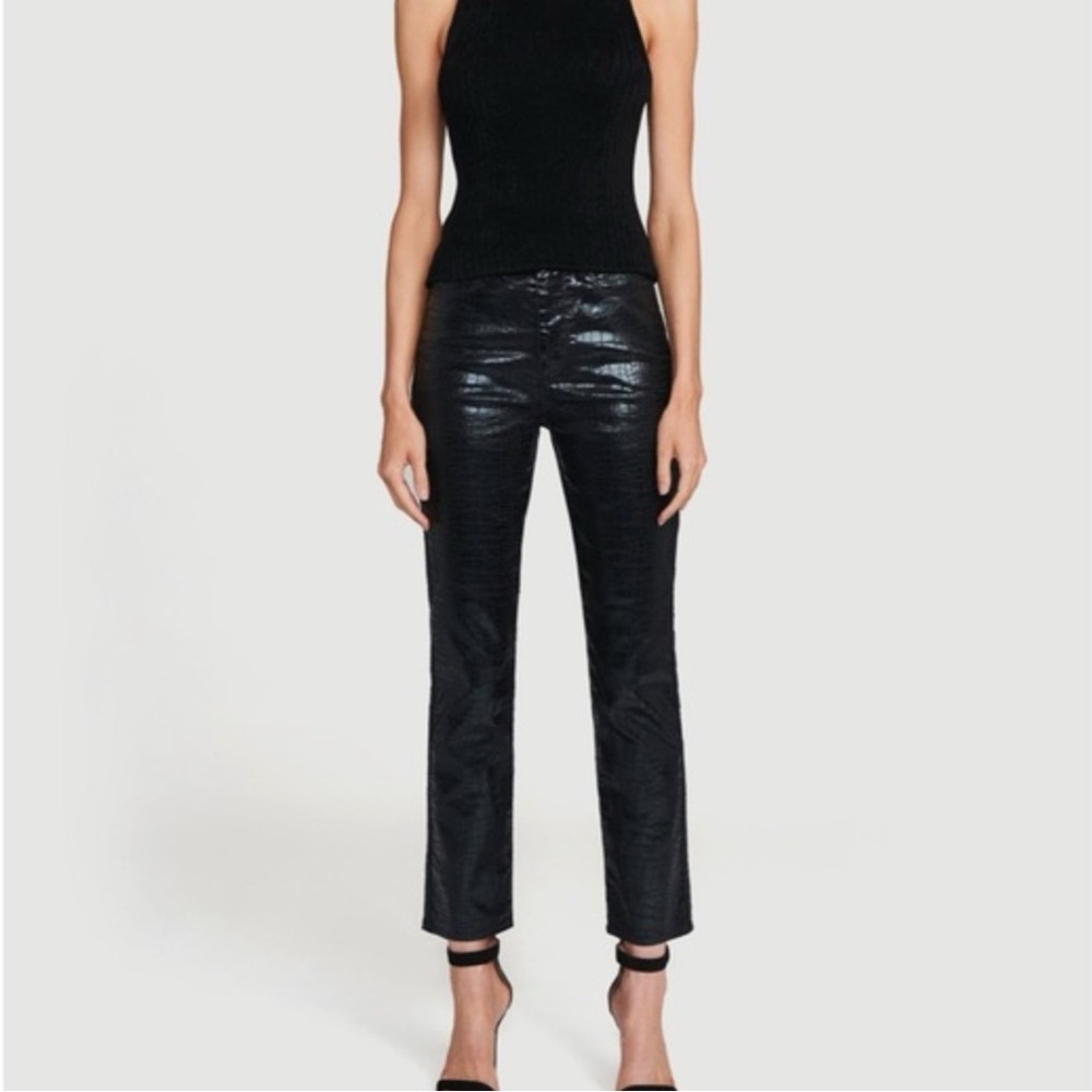 Frame Le Sylvia Straight Black Croc Noir Jeans